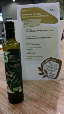 OliveOil Award bei der BioFach - Biozyklisches Olivenöl Top 10 Jahr 2016