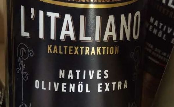 L’Italiano Kaltextraktion Natives Olivenöl Extra Etikett