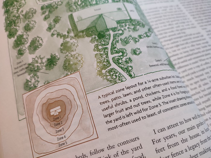 Gaias Garden Buch mit den Permakultur Zonen, ein Standardwerk von Toby Hemenway